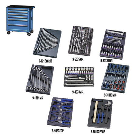 Инструментальная тележка и набор инструментов, 186 предметов King Tony 02.106R-186B