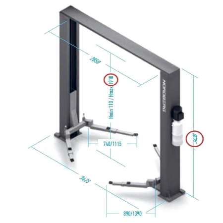 Nordberg N4121H-4T Подъемник автомобильный 2-стоечный электрогидравлический, 4 т, 380V