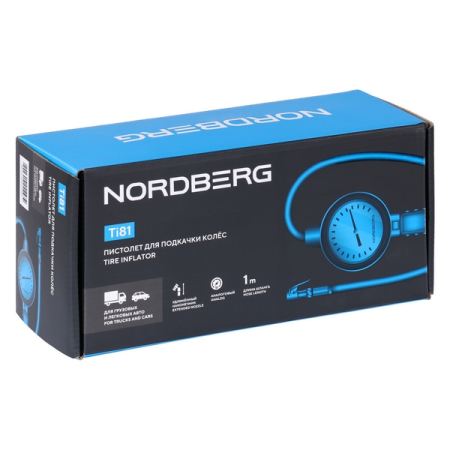 NORDBERG TI81 Пистолет для подкачки колес, универсальный для легковых и грузовых авто