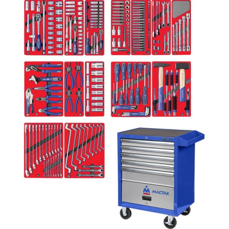 Набор инструментов "ЛИДЕР" в синей тележке, 270 предметов МАСТАК 52-05270B01