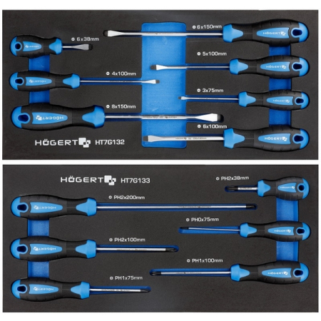 Набор инструментов в тележке, 214 предметов, HOEGERT HT7G056