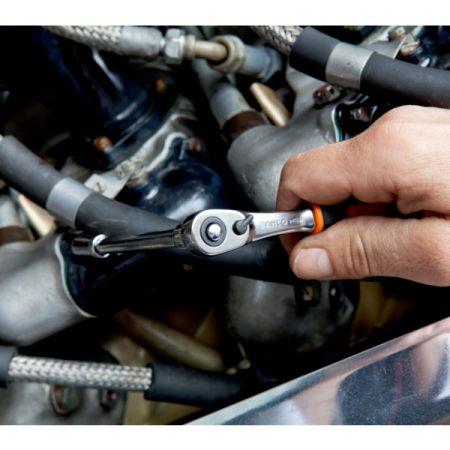 BAHCO 6950 Трещотка 1/4 дюйма, 72 зубца, флажковая, шариковый фиксатор