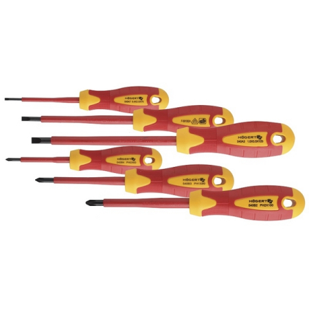 Набор диэлектрических отверток 1000 В, 6 предметов, HOEGERT HT1S996