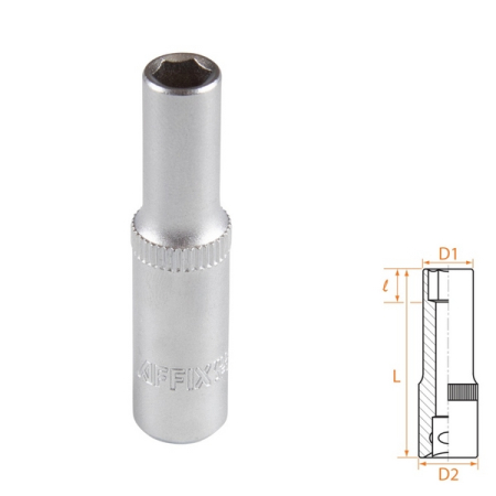 Головка торцевая глубокая шестигранная 1/4", 6 мм, AFFIX AF00120006