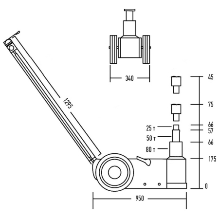 Nordberg N803 Подкатной пневмогидравлический домкрат 25/50/80 тонн