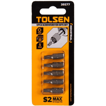Набор вставок (бит) 1/4", Torx T25, 25 мм, 5 предметов, TOLSEN TT20277