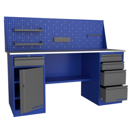 Верстак слесарный двухтумбовый с экраном Верстакофф PROFFI 218 Т1 Д4 Э