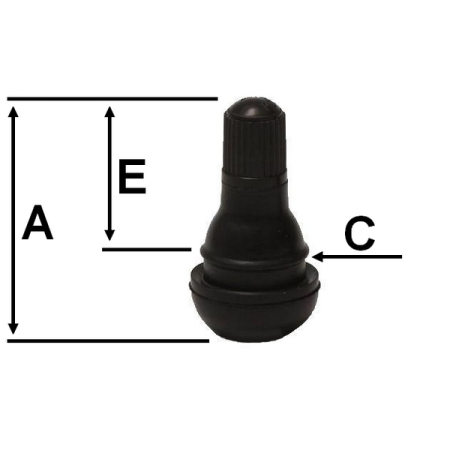 Вентиль резиновый для бескамерных колес, длина 44 мм, отверстие 11,3 мм, Clipper TR-600HP