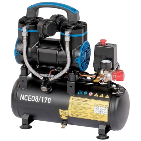 NORDBERG NCEO8/170 Компрессор поршневой безмасляный 220В, ресивер 8л, 170л/мин