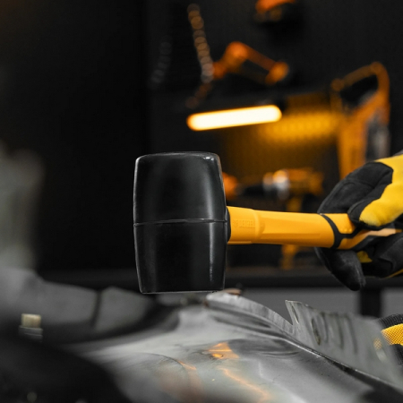 Киянка резиновая, 680 г, черная, фибергласовая рукоятка, DENZEL 11145