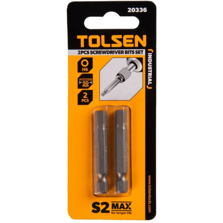 Набор вставок (бит) 1/4", HEX 6 мм, 50 мм, 2 предмета TOLSEN TT20336
