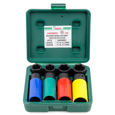 Комплект головок торцевых ударных тонкостенных 1/2", 17-22 мм, 8 предметов, Hans 84608MBC