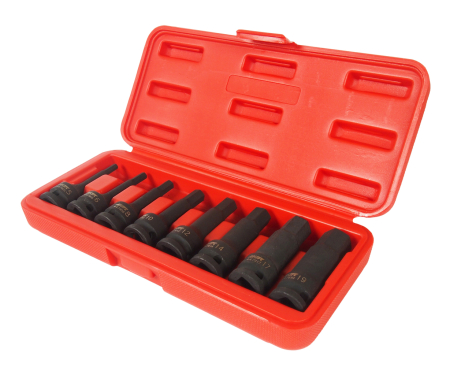 Набор бит-головок 1/2" HEX H5-19ммх78мм ударных в кейсе 8 предметов JTC-J408LH
