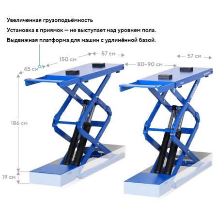 Nordberg N631-4B Подъемник ножничный электрогидравлический 4 т, 380 В, синий