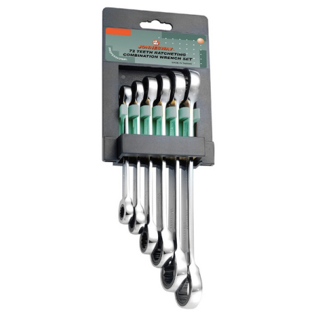 Набор ключей гаечных накидных трещоточных на держателе, 8-19 мм, 6 предметов, Jonnesway W68106S