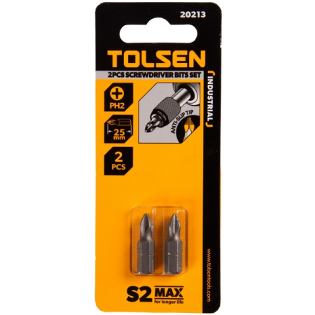 Набор вставок (бит) 1/4", Phillips PH2, 25 мм, 2 предмета TOLSEN TT20213