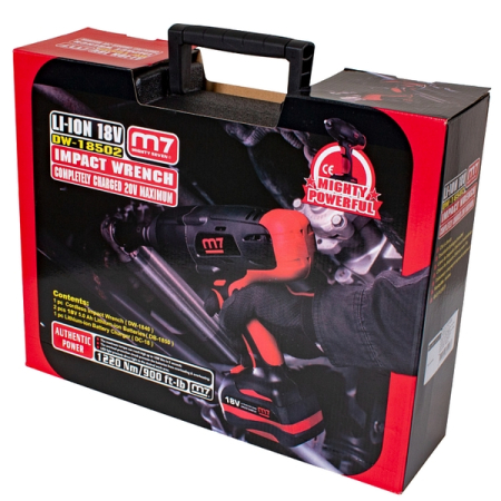 Гайковерт аккумуляторный ударный 1/2", 1220 Нм, 18 В, комплект, MIGHTY SEVEN DW-18502