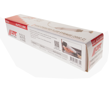 Шприц плунжерный для тормозной жидкости, антифриза 200мл (полипропилен) JTC-5533