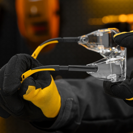 Очки защитные открытые, поликарбонатные, увеличенная прозрачная линза, DENZEL 89201