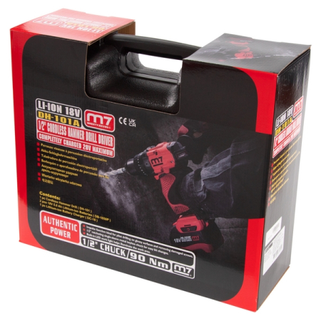 Аккумуляторная дрель-шуруповерт 18 В, 90 Нм, ударная, комплект, MIGHTY SEVEN DH-101A