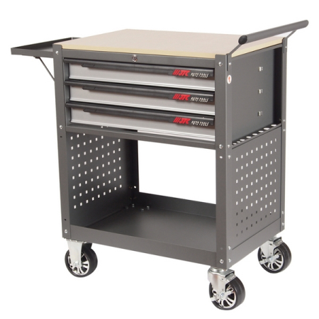 Тележка инструментальная, 3 ящика и открытый отсек, серая JTC-5516 Тележка инструментальная, 3 ящика и открытый отсек, серая JTC-5516
