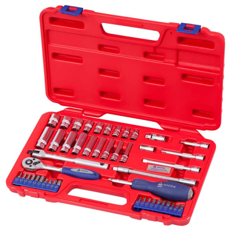 Набор инструментов торцевых головок 1/4 дюйма 5-13 мм, 47 предметов, кейс Мастак 0-247C
