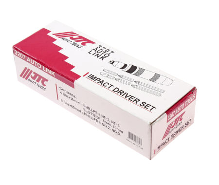 Отвертка ударная 3/8" с набором бит 6 предметов JTC