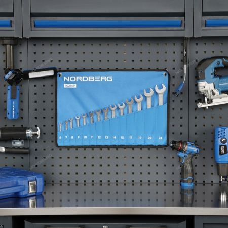 NORDBERG 10214P Набор ключей комбинированных, 6-24 мм, 14 шт, чехол