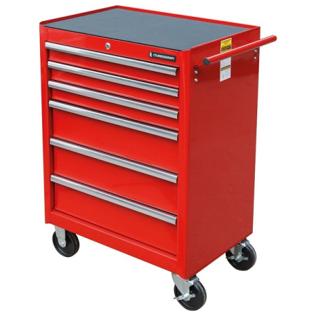 Тележка инструментальная с 6 ящиками, красная, СТАНКОИМПОРТ BTD-270061CS red