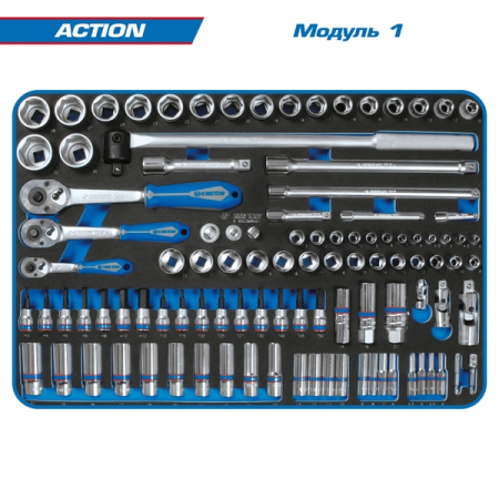 KING TONY 9SQ31-327MRV Набор инструментов "ACTION" в синей тележке, 327 предметов