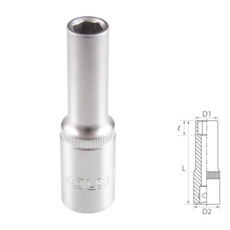 Головка торцевая глубокая шестигранная 1/2", 11 мм TOLSEN TT16561 Головка торцевая глубокая шестигранная 1/2", 11 мм TOLSEN TT16561