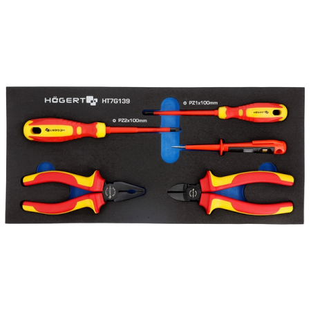 Набор изолированного инструмента, 5 шт, ложемент EVA, HOEGERT HT7G139