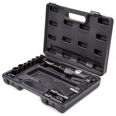 Пневматическая трещотка 1/2" с набором головок, в кейсе, KraftWell KRW12RW-T