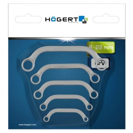 Набор накидных ключей С-типа, 8-22 мм, 5 шт, HOEGERT HT1W599