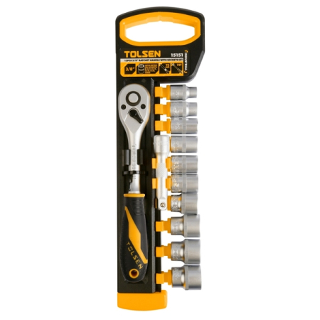 Набор торцевых головок с трещоткой 3/8", 8-19 мм, 12 предметов TOLSEN TT15151 Набор торцевых головок с трещоткой 3/8", 8-19 мм, 12 предметов TOLSEN TT15151