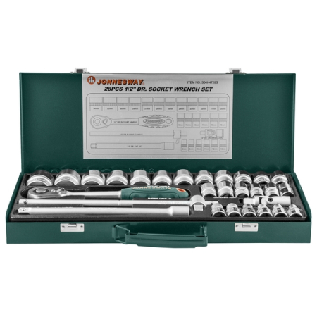 Набор головок торцевых 1/2"DR, 8-34 мм, 28 предметов, Jonnesway S04H4728S