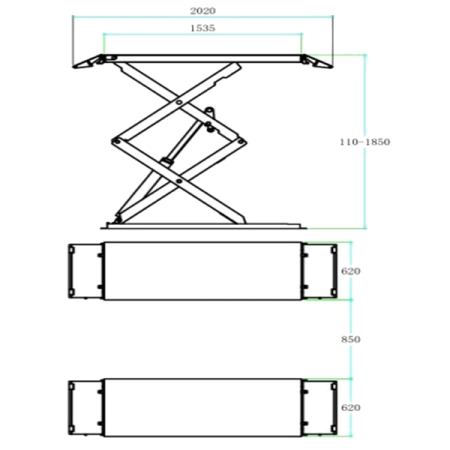 Подъемник ножничный электрогидравлический, 3.5 т, KraftWell FORBI 3.5B (380V)