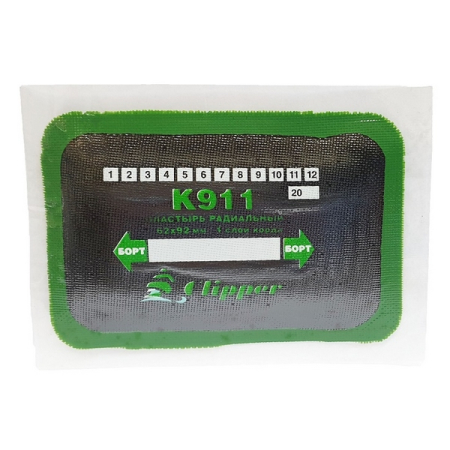 Пластырь радиальный кордовый 65x95 мм, 1 слой корда, 10 шт, Clipper K911