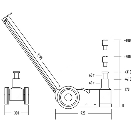Nordberg N601 Домкрат подкатной пневмогидравлический 60 тонн