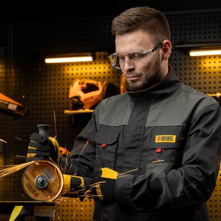 Очки защитные открытые, поликарбонатные, увеличенная прозрачная линза, DENZEL 89201