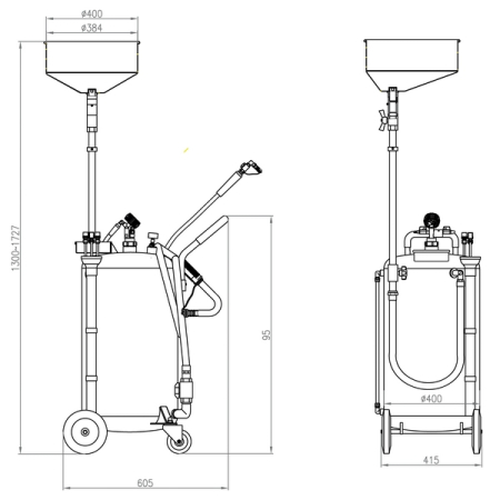 BAHCO BOD8902 Установка для слива и откачки масла, 90 л