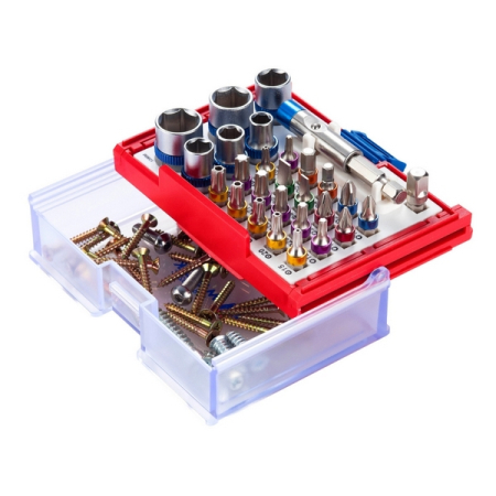 Набор вставок (бит) 1/4 дюйма, TORX, HEX, PZ, PH, SLOT, 28 предметов МАСТАК 058-10028C