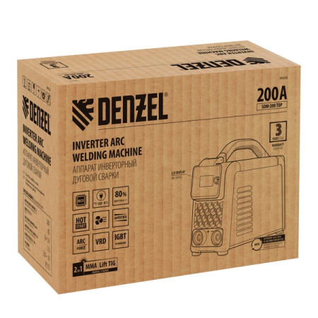 Аппарат инверторный дуговой сварки, 200 А, Denzel SDM-200 Top