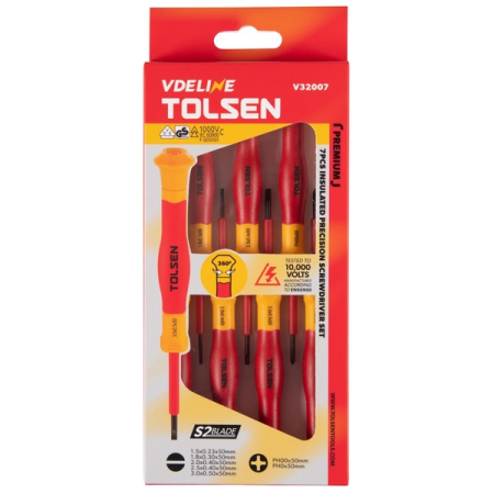 Набор отверток диэлектрических, прецизионных, SL/PH, 7 предметов, TOLSEN TTV32007
