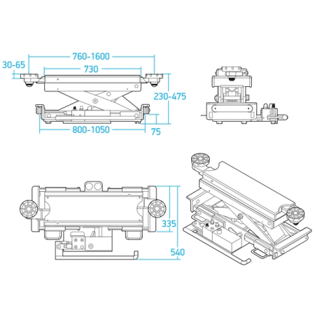 Nordberg N433 Траверса гидравлическая с ручным приводом, 3 т, серая
