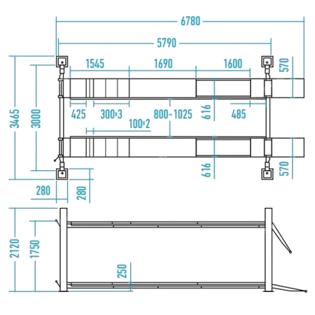 Nordberg 4450J Подъемник 4-стоечный электрогидравлический, 5т, ручная траверса 3т, электростопоры, 380V, серый