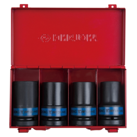 KING TONY 8404MP Набор ударных глубоких торцевых головок 1", шестигранные, 27-33 мм, 4 предмета