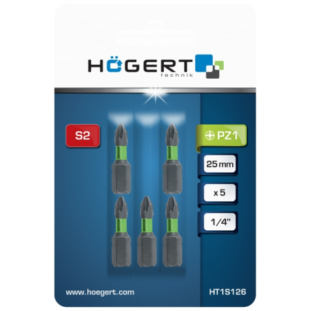 Биты ударные PZ1, 25 мм, 5 шт, HOEGERT HT1S126