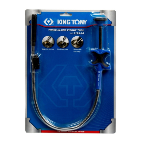 KING TONY 2129-24 Захват магнитный на гибком стержне 640 мм, подсветка