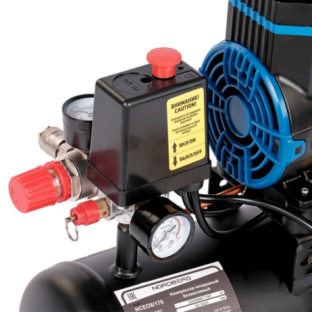 NORDBERG NCEO8/170 Компрессор поршневой безмасляный 220В, ресивер 8л, 170л/мин